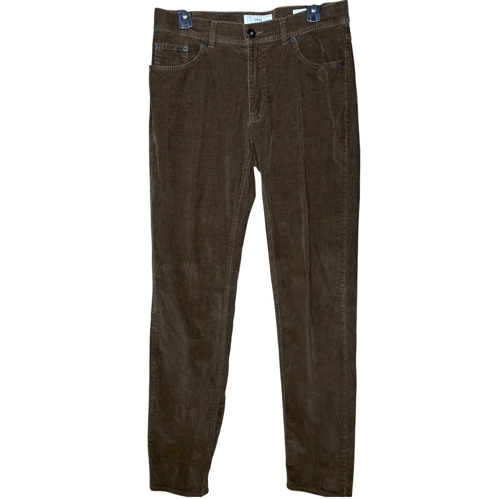 Brax Feel Good Cooper Fancy Brown Corduroy Pants Mens 32/34 Regular Fit